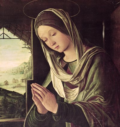 La Natividad, c.1490 (detalle) de Lorenzo Costa